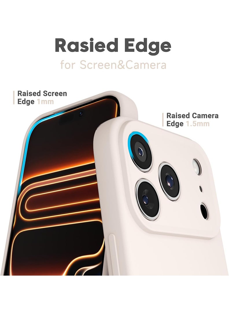 Case Up Compatible with Apple iPhone 17 Pro Max Case, Soft & Premium Liquid Silicone [Anti-Scratch Microfiber Lining] Shockproof Protective Slim Phone Cover Off White - Image 2